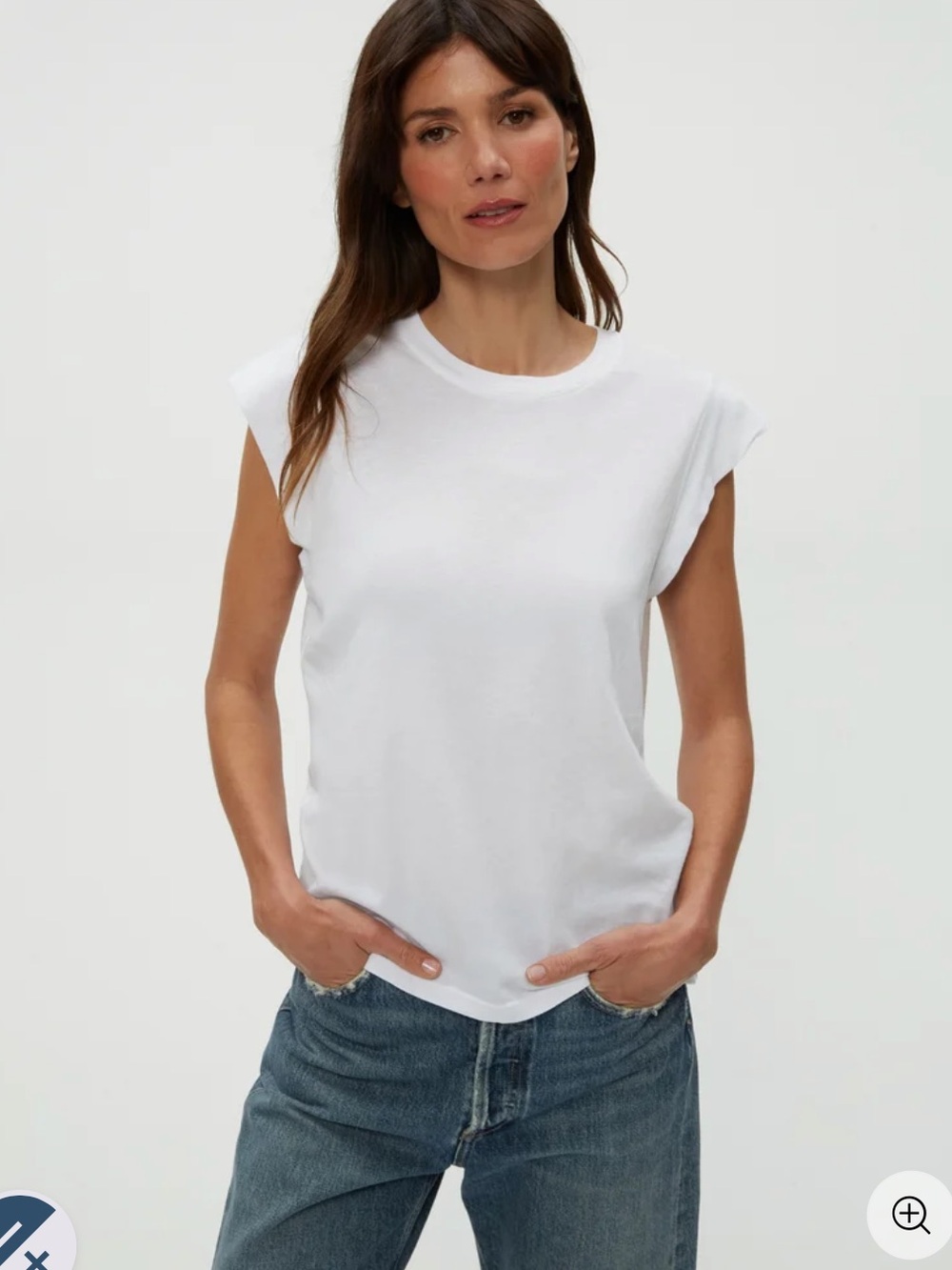 Michael Stars Joey power shoulder white tee